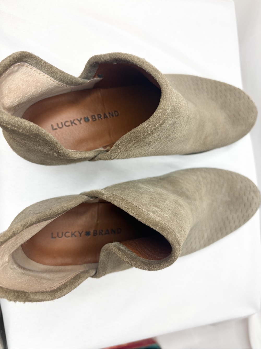 Lucky Brand Taupe Suede Slip-On Ankle Booties - Picture 4 of 4